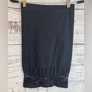 Vintage Bebe Skirt Womens Sz S Black Bodycon Y2K Mini Woven stretch 90’s